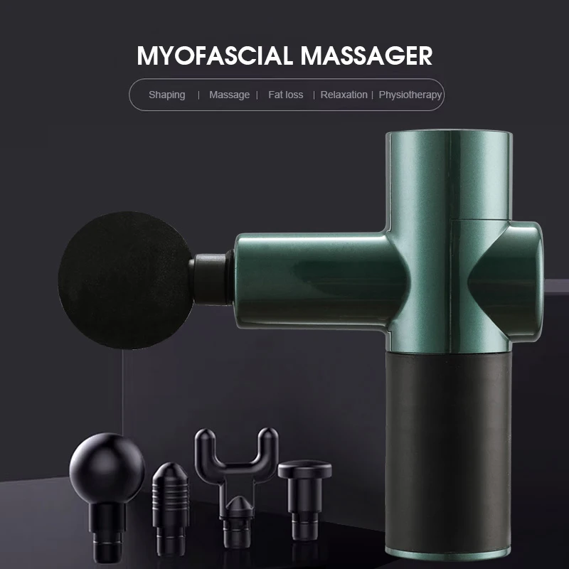 Массажер-пистолет с вибрацией для глубоких тканей 4 сменных массажных насадки |