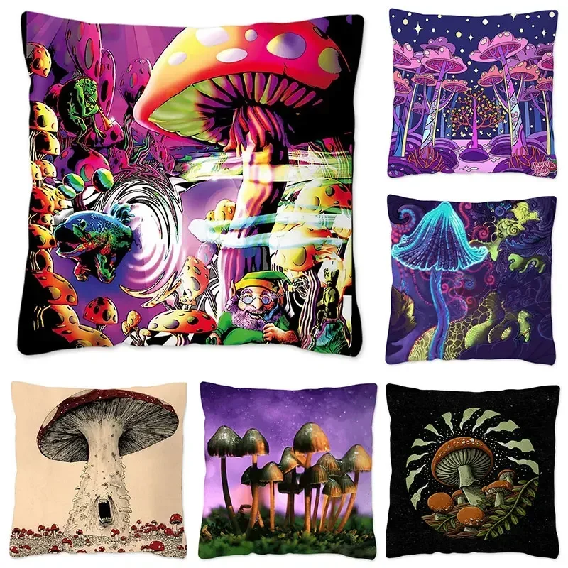 

Pillow Case Colorful Mushroom Variety Throw Pillow Covers Square Pillowcase Farmhouse Home Decorative Cushion Cover