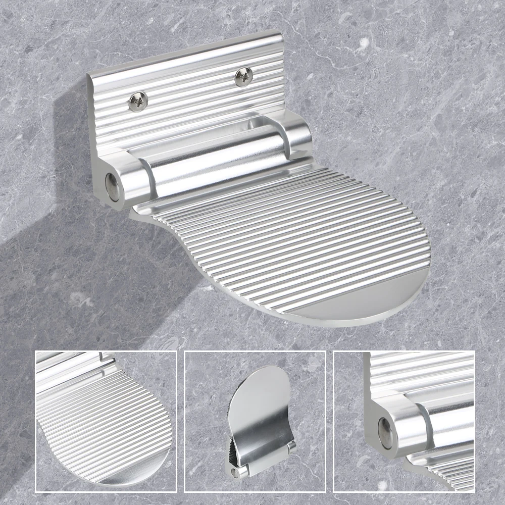 

Black/Silver Aluminium Alloy Shoe Shine Pedal Shower Footstool Bathroom Rest Pedestal Anti-slip Footrest Bathroom Accessories