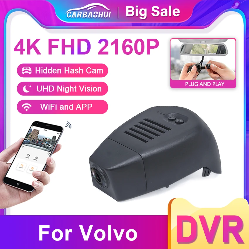 

Видеорегистратор 2160P для Volvo V60 S60 S80 S80L S90 XC40 XC60 XC70 XC90
