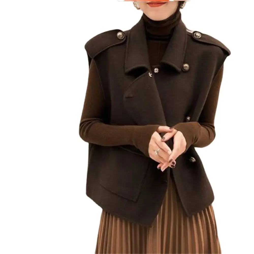 

2022 Autumn Winter Fashion Women's Clothing Elegant Waistcoat sleeveless Woolen Coat Vests Outerwear Gilet Spring Tops 3XL