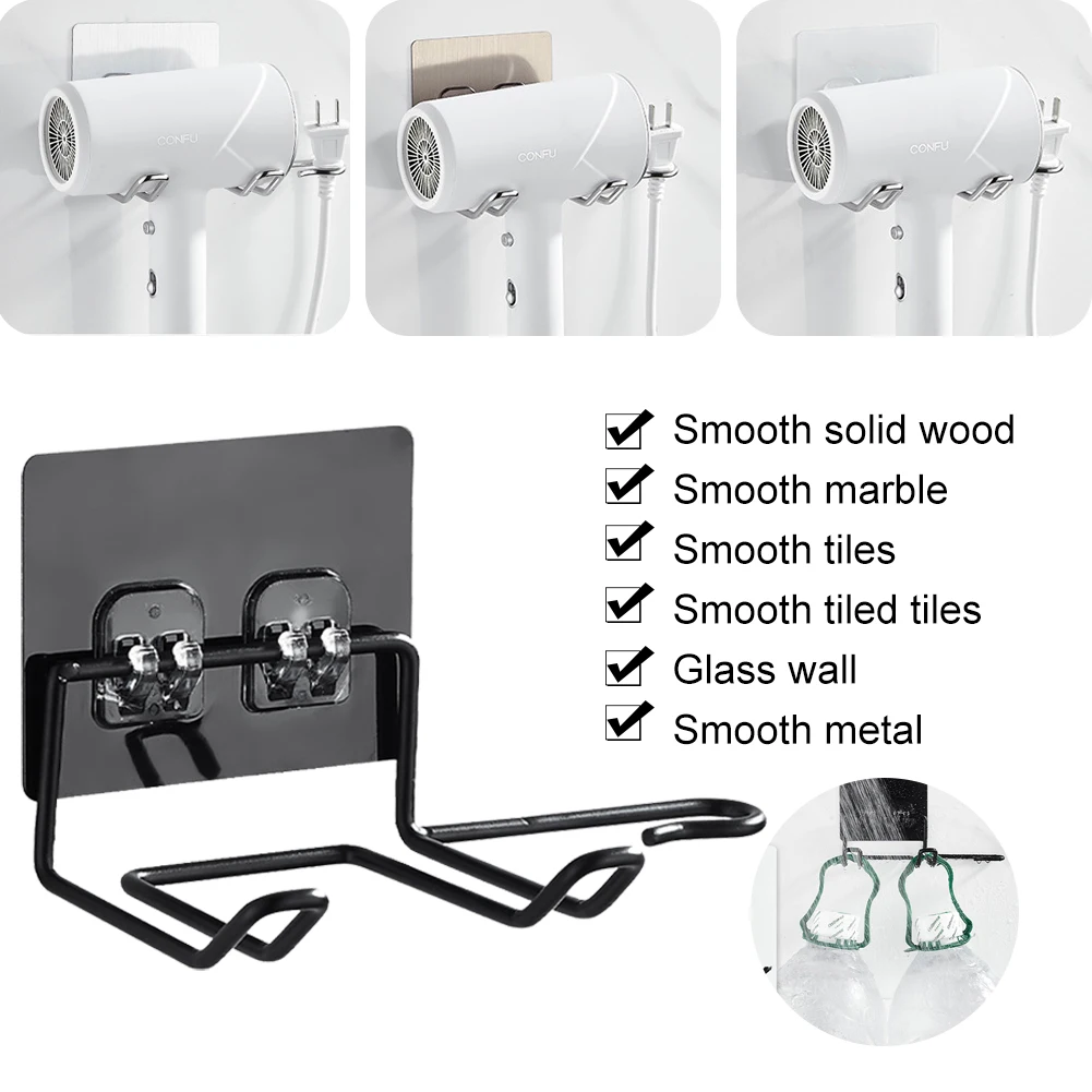 

Hair Dryer Holder Rack Wall Mounted Hair Straightener Dryer Holders Bathroom Organizer Storage Rack Shelf Home Bathroom Storage