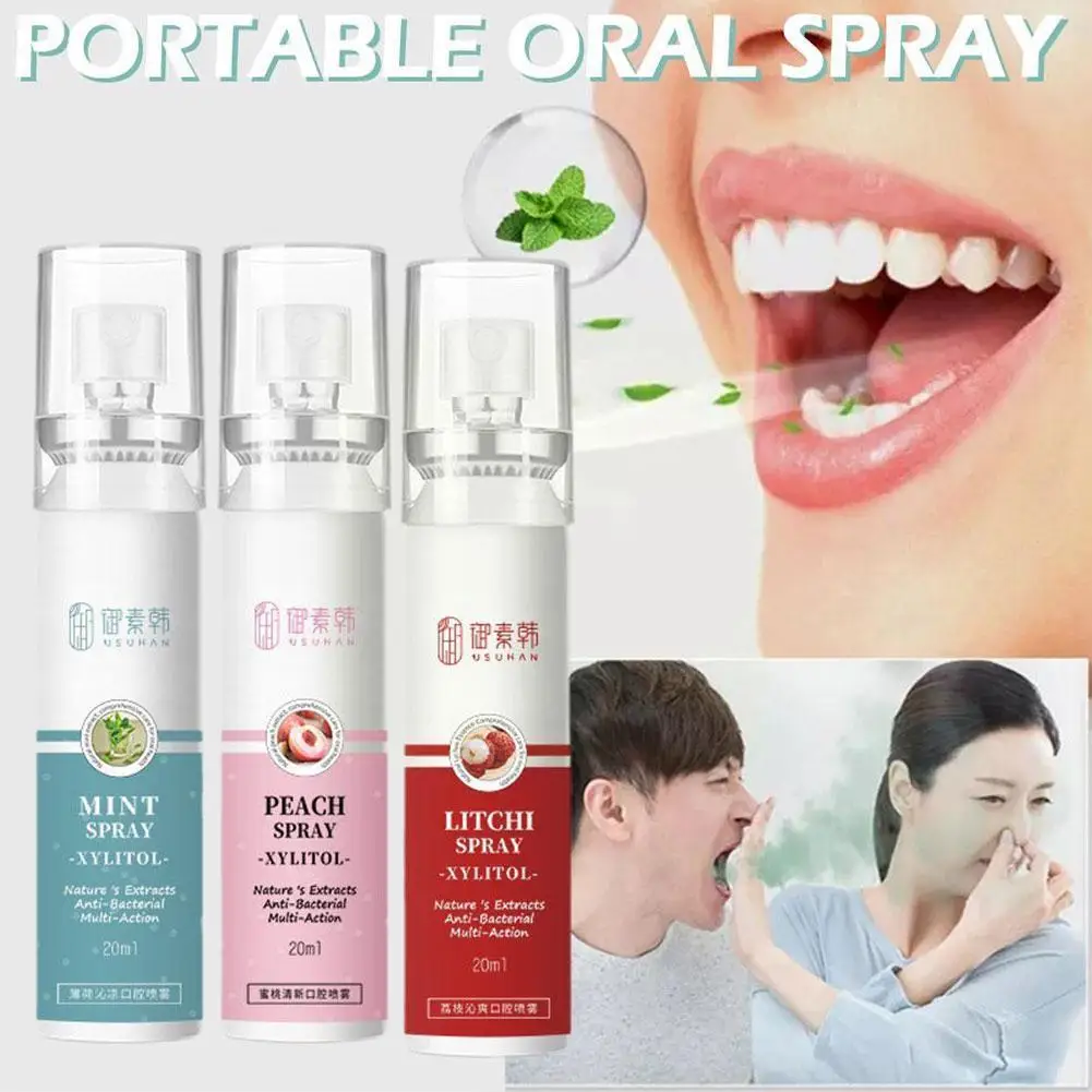 

Oral Fresh Spray Litchi Peach Flavor Freshener Portable Spray Deodorant Spray Fragrance 20ml Breath Mouth Female Persistent T3S0