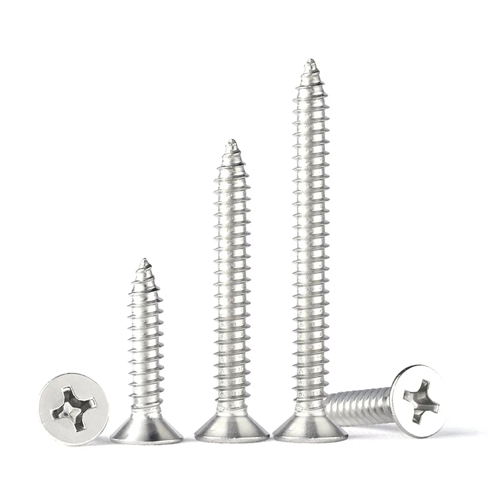 

1/30Pcs M4 M5 M6 Countersunk Head Cross Recessed Wood Screws 316 Stainless Steel Cross Flat Head Self Tapping Screw Parafuso Vis