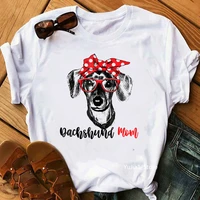 women tshirt 2022 vintage dachshund mom print t shirt women summer white t shirt dog lover friends gift tops kawaii clothes