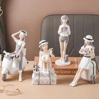 kawaii home decorative travel girl figurine decoration ornaments sculpture for interior room decor desk accessories girl figures