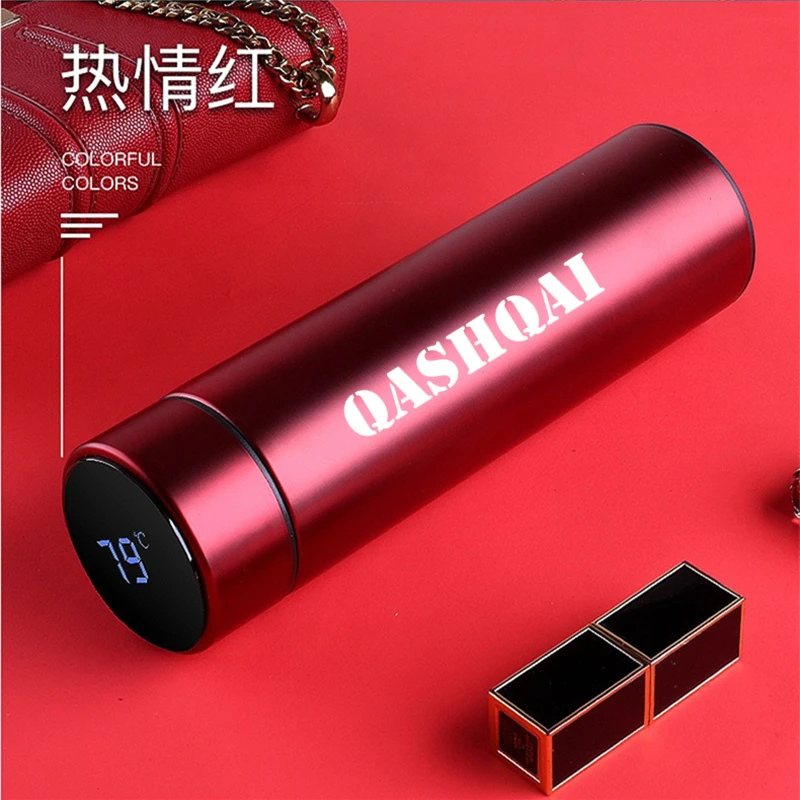 

500ML Car Thermos Bottle Stainless steel vacuum cup temperature display Fashion Coffee mug For 2015-2018 Nissan Qashqai J11
