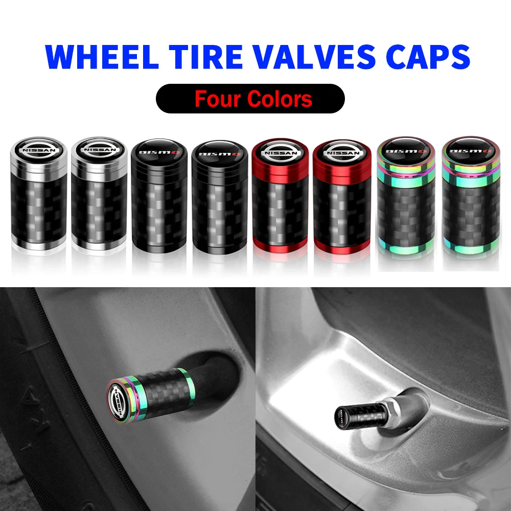 

4PCS Carbon Fiber Metal Car Wheel Tire Valve Stem Cap For Nissan Nismo Qashqai j11 j10 Juke Tiida NOTE X-trail Leaf Patrol Rogue