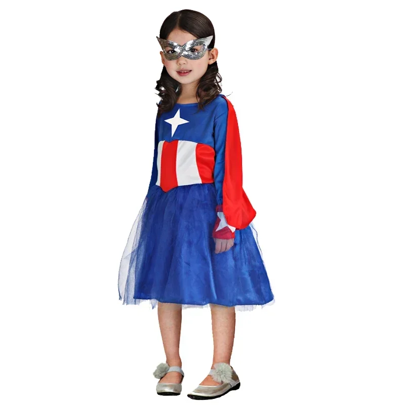 Детский костюм капитана Америки платье с маской наряды для дня рождения костюмы