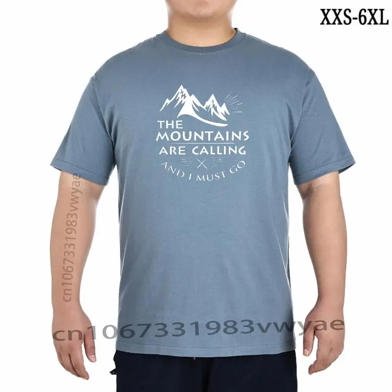 

Men' The Mountains Are Calling I Must Go Gift T Shirts Natural Nature Outdoors Forest Hike Cotton Clothing Funny Tee TShirt