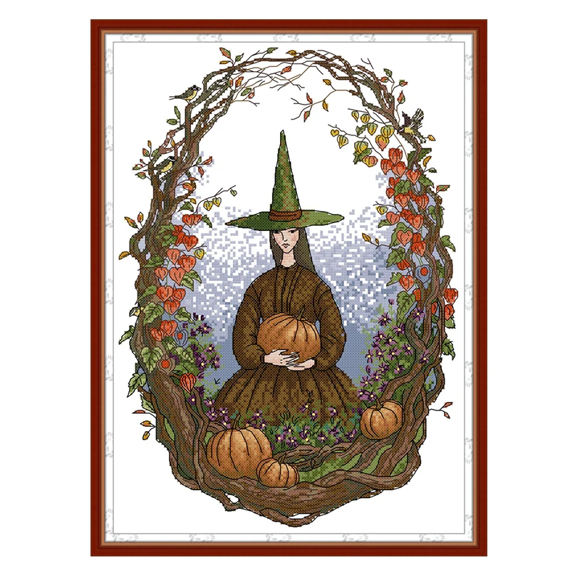 

Autumn in the Wizarding World cross stitch kit aida 14ct 11ct count printed canvas stitches embroidery DIY handmade needlework