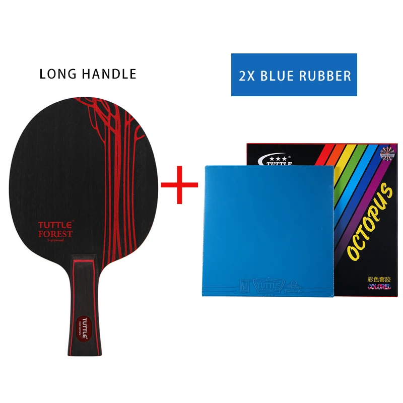 1Set Table Tennis Racket Acc Internal Energy Pimples In 2xRubbers 1xBlade 5Ply Purewood Short Long Handle Ping Pong Paddle DIY