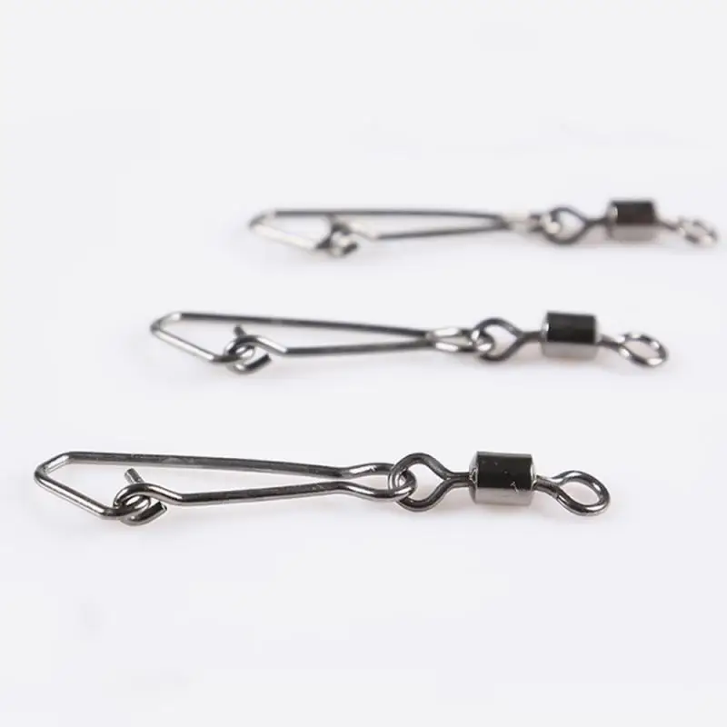 

pack 1/0#/2#/4#/6#/8# Bearing Fishing Swivels Snap Rolling Connector Swivel With Hooked Snap Fishing Accessories