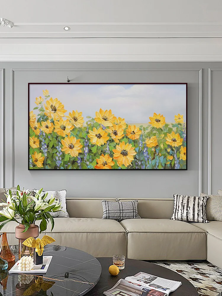 

Hand-painted Oil Painting Sunflower Decorative Painting Modern Living Room Sofa Background Wall Painting Bedroom