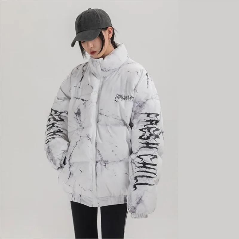 Winter New Warm Outwear Harajuku hip hop Jacket Parka Hurt Bear Print Men Winter Oversized Parka Streetwear Padded Hipster Coat