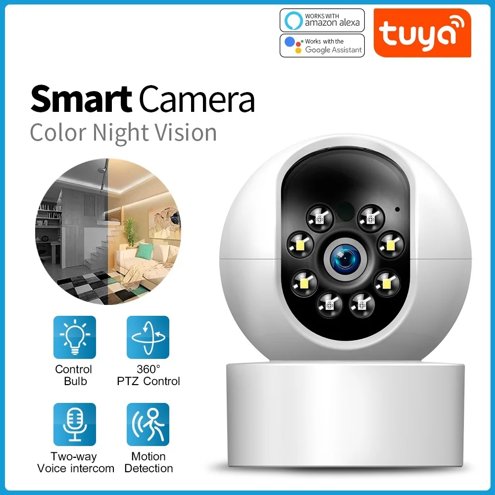 

Умная IP-камера PGST Tuya с Wi-Fi, видеоняня, камера видеонаблюдения для дома, умная спасательная камера с управлением через приложение, цветным ноч...