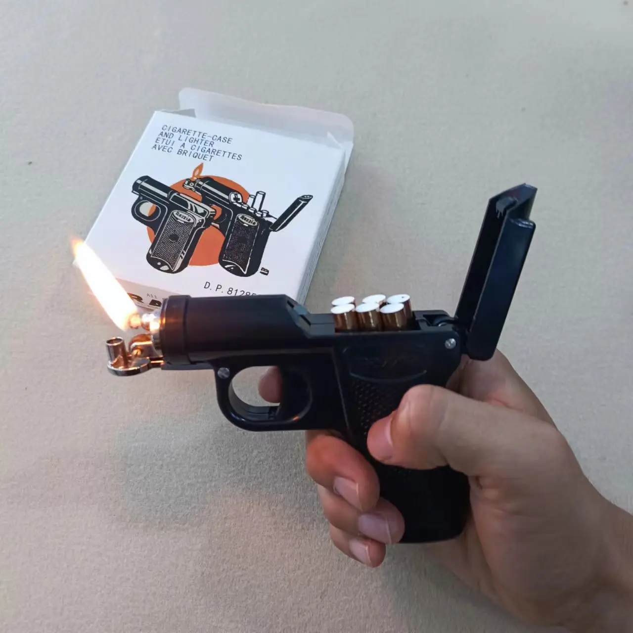 

New Retro Creative Kerosene Lighter Pistol-shaped Cigarette Case Dual-purpose Personality Lighters Fun Gadgets Gifts For Men