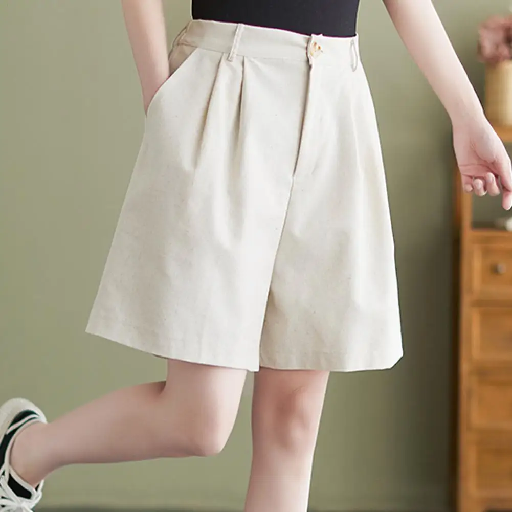 

Cotton And Linen Shorts For Breathability In Summer Japanese Retro High Waisted Slim Linen Wide Leg Capris Casual Suit Shor D1P3
