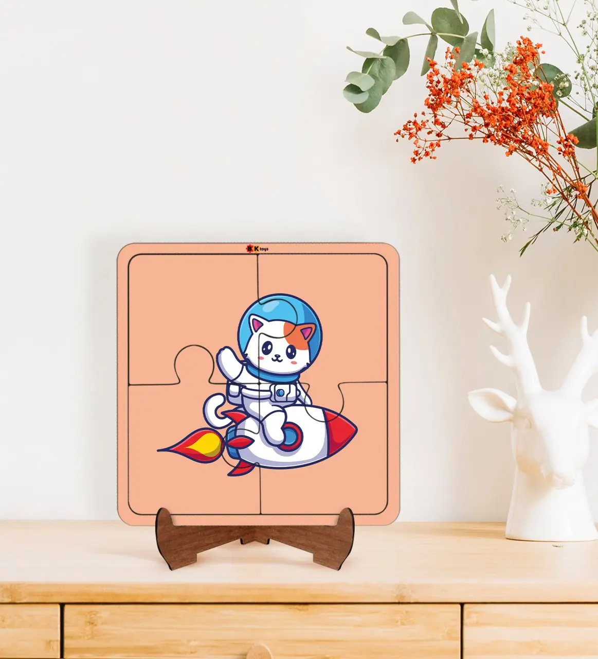 

BK Toys Children For 2 si Educational-Tutorial Wooden 4 in 1 Piece Jigsaw Puzzle Frame Model 8