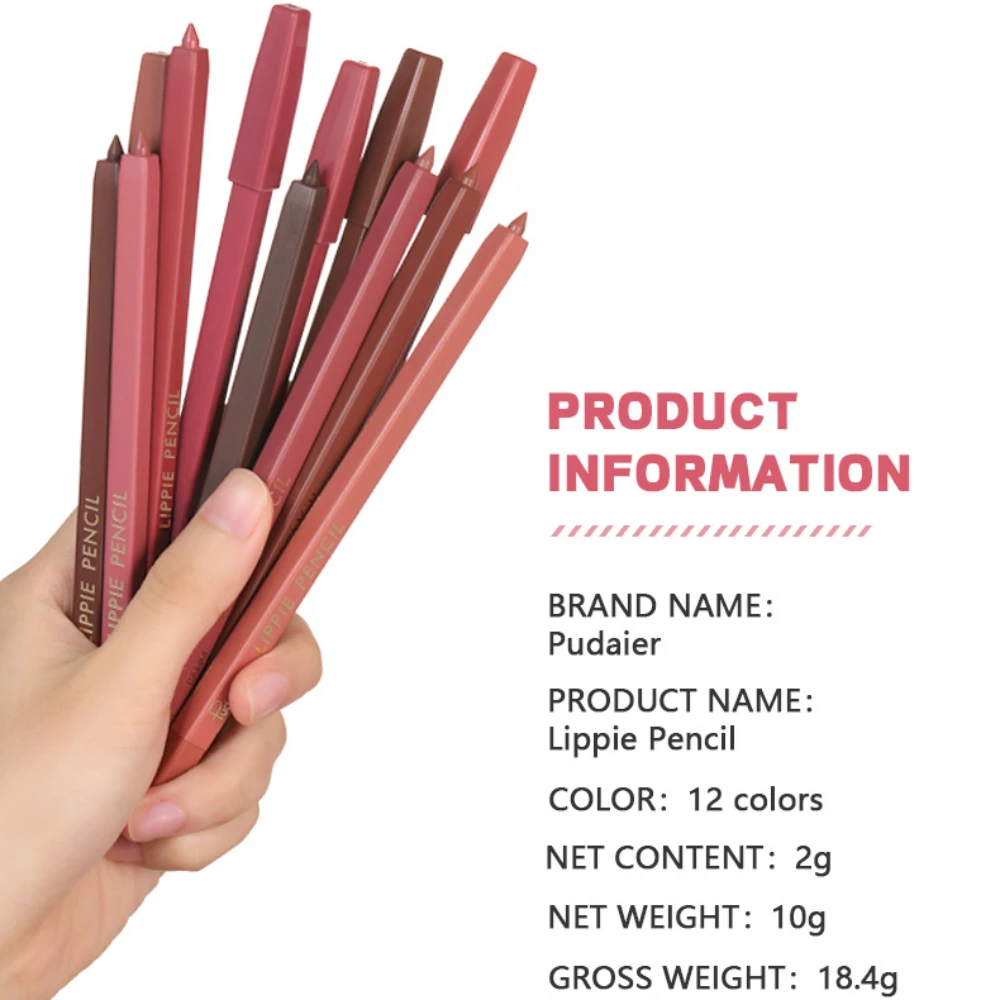 Pudaier 12 цветов Матовая подводка для губ ручка макияжа водостойкая бархатная
