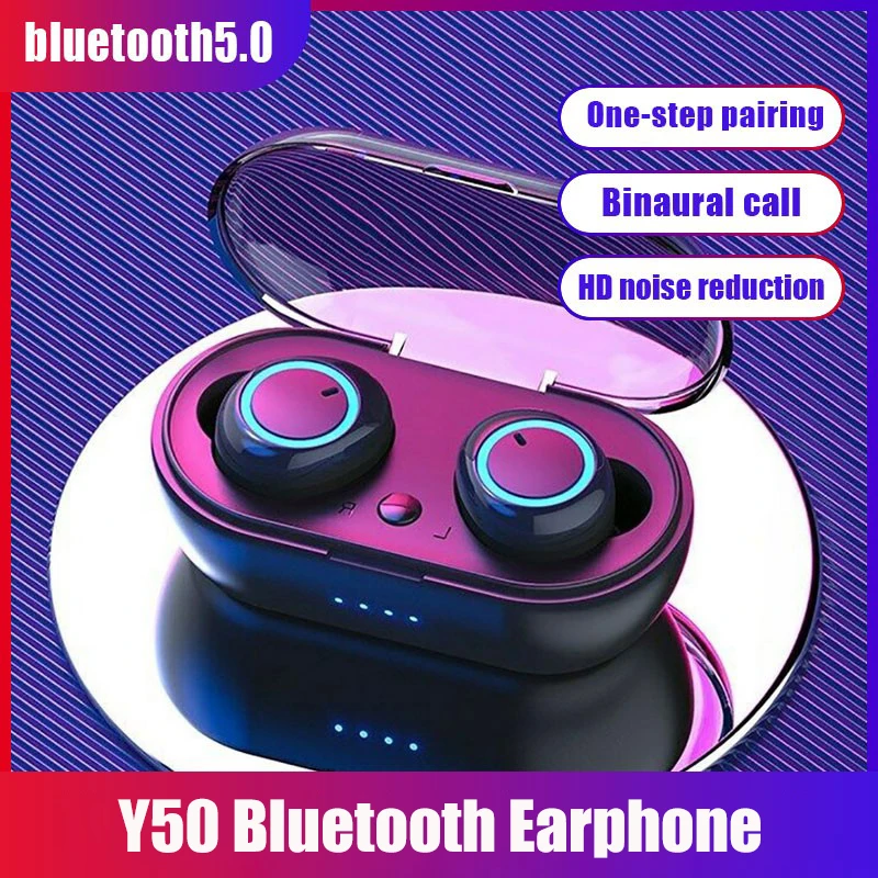 

Беспроводные наушники Y50 TWS с зарядным футляром, 9D стерео Bluetooth гарнитура с шумоподавлением, наушники с микрофоном для iOS, Android
