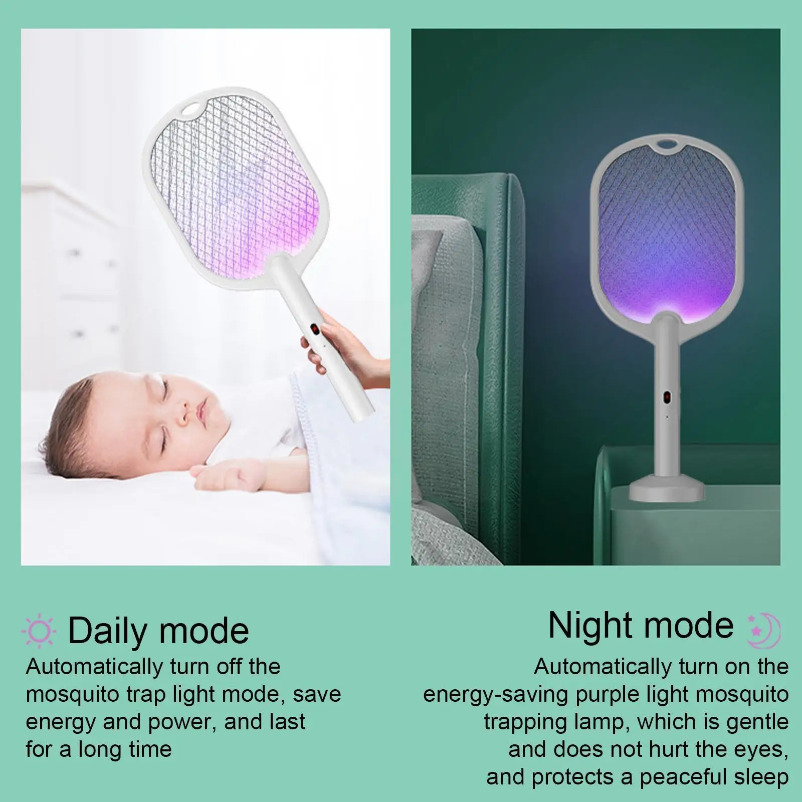 

DC3500V USB Electric Mosquito Racket Mosquito Swatter Mode USB Zapper Rechargeable Vertical/Handheld Fly Trap Bug D3Y1