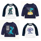 Детская осенняя одежда с динозавром для мальчиков и девочек, футболка с единорогом и радугой, детские футболки с длинным рукавом
