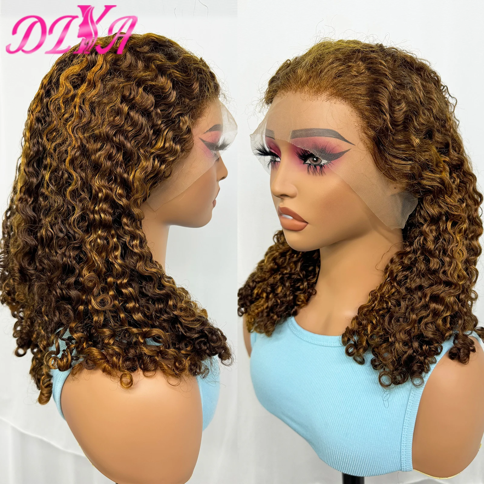 Выделите цвет фортепиано Боб бирманский вьющийся парик из человеческих волос Remy