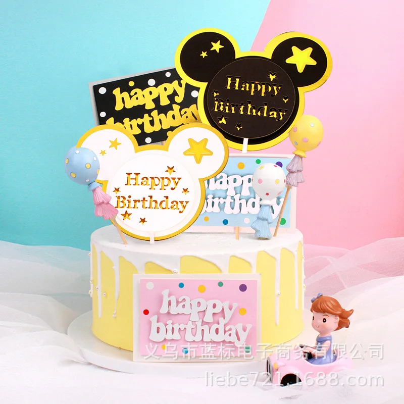 

Cake Topper Mickey Mouse 1st Birthday Party Supplies Mickey Cup cake Toppers Party Decor Happy Birthday topper for Baby Supplie