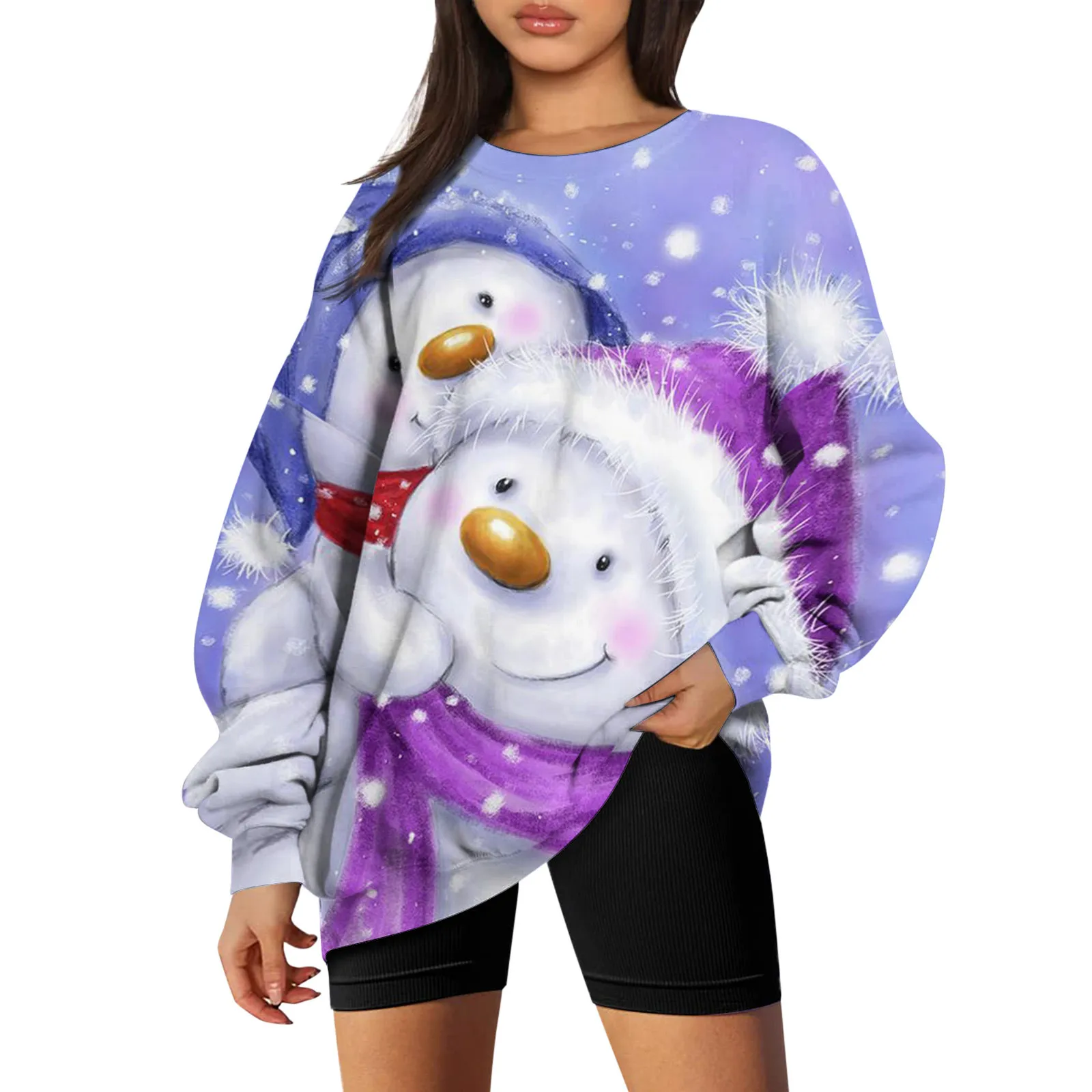 

New Winter Christmas Women Sweatshirt Kawaii Snowman Cartoon Print Pullover Tops Ladies Girls Kawaii Sweatshirts Navidena 2022