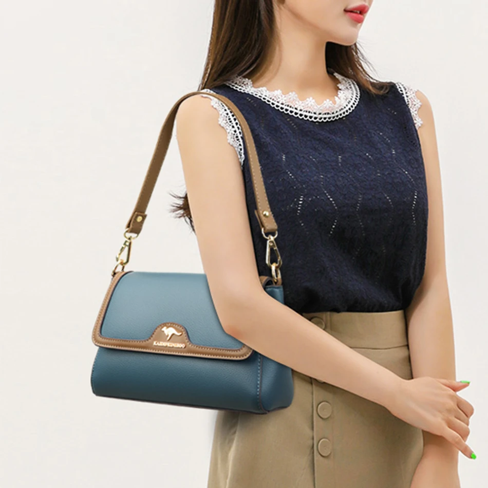 2023 New Flap Shoulder Bags with 2 Straps High Quality Leather Messenger Bags Luxury Designer Casual Women Purses and Handbags