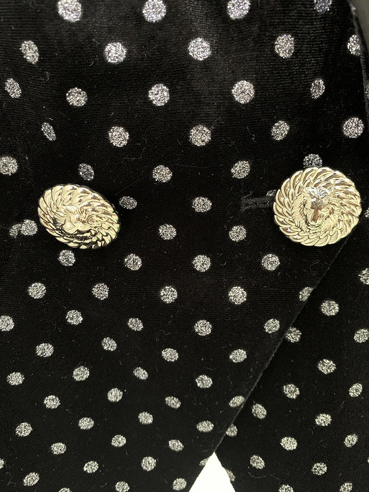 Женский блейзер в горошек блестящий бархатный стиле HIGH STREET новинка 2024