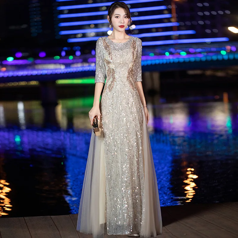 

Evening Dress 2023 New Light Luxury Niche High-end Banquet Temperament Noble Senior Sense Annual Meeting Host Dress