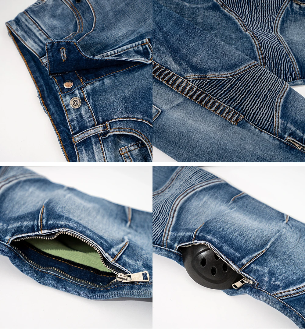 LOMENG Motorcycle Jeans Motorbike Motocross Cycling Pnats Fireproof Kevlar Protective Layer On Hips And Knees LM03