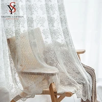 white lace tulle curtains for living room korean style floral sheer voile curtain for bedroom window screening for kitchen decor