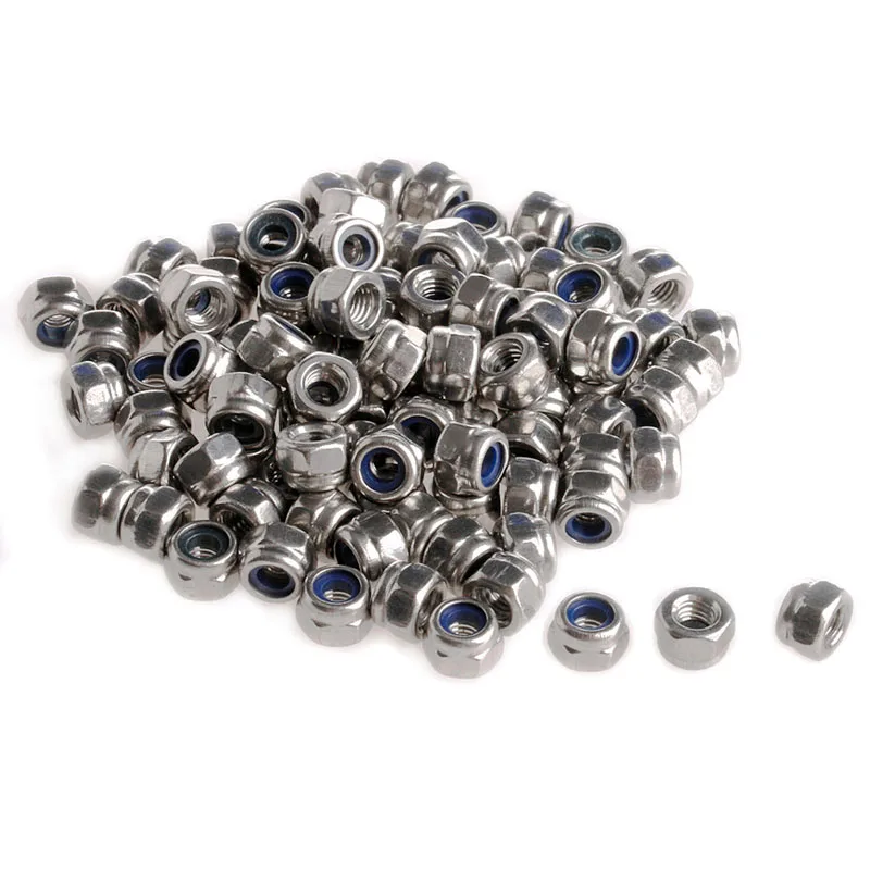 

100 Pcs/Set Stainless Steel Screw Lock Nylon Nut Insert Locking 3mm DropShipping