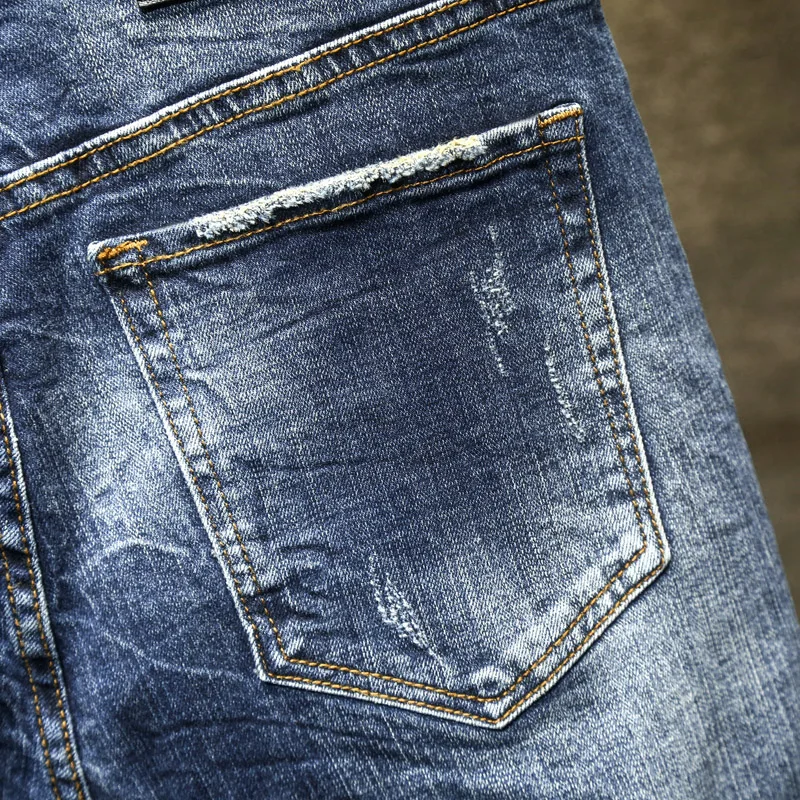 Men's Jeans Retro Slim Fit Denim Pants Bicycle Stretch High Quality Men's Straight Tube Casual Designer Brand Street Apparel