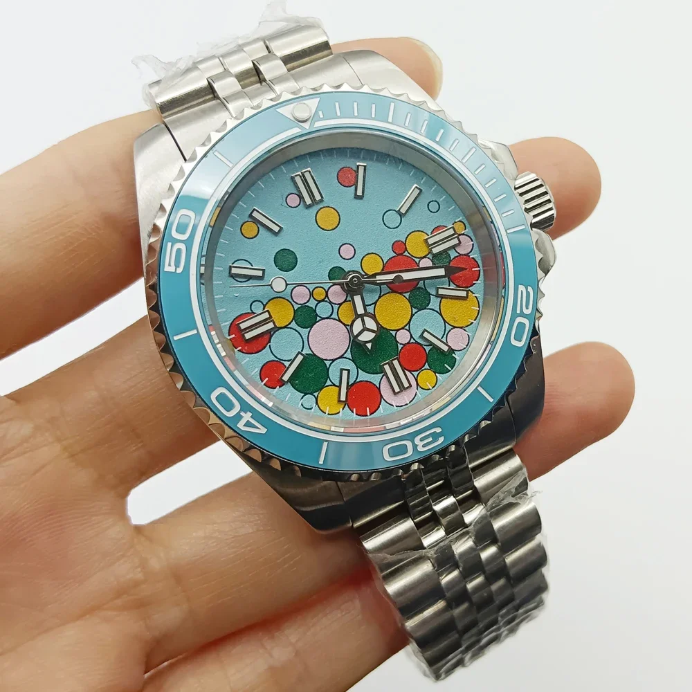 Часы механические DEBERT NH35 с голубым циферблатом 40 мм