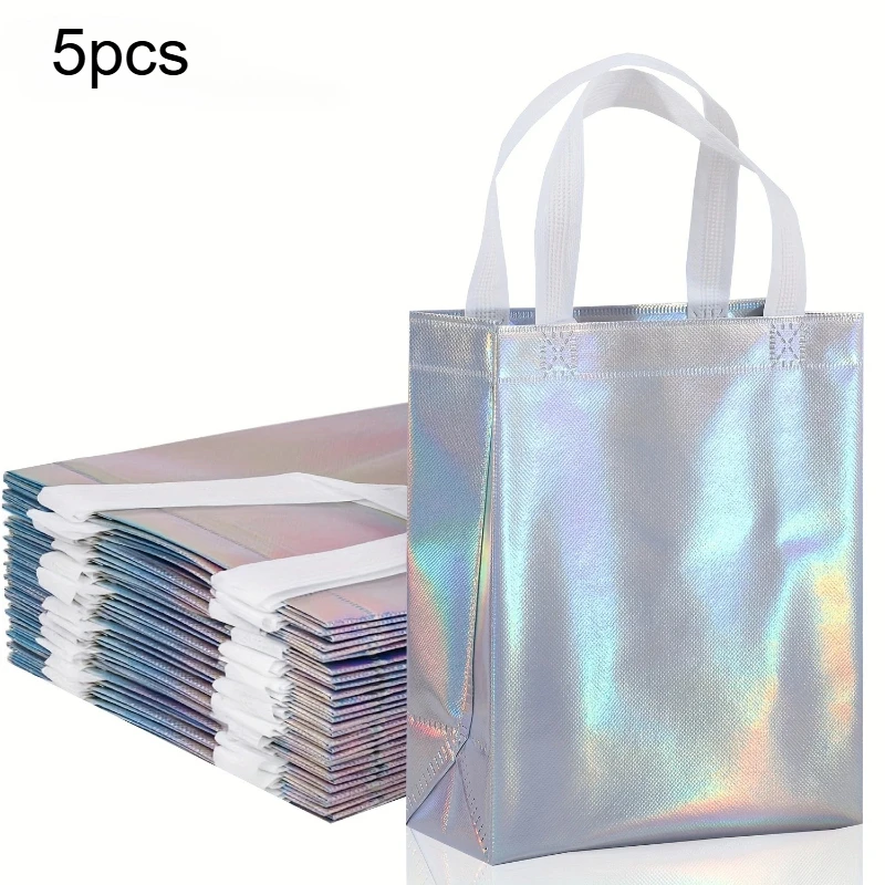 

Набор из 5 многоразовых голографических подарочных пакетов