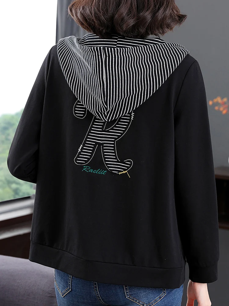 Женская верхняя одежда с капюшоном новинка 2024 черный короткий кардиган из