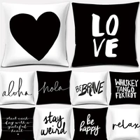black and white english sentence square home decoration pillowcase living room bedroom sofa car decoration cushion cover decor