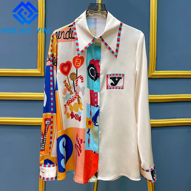 

Spring Summer Chiffon Shirt Women Lapel Long Sleeve Fashion Floral Print Shirts Casual Womens Tops And Blouses Loose Blous