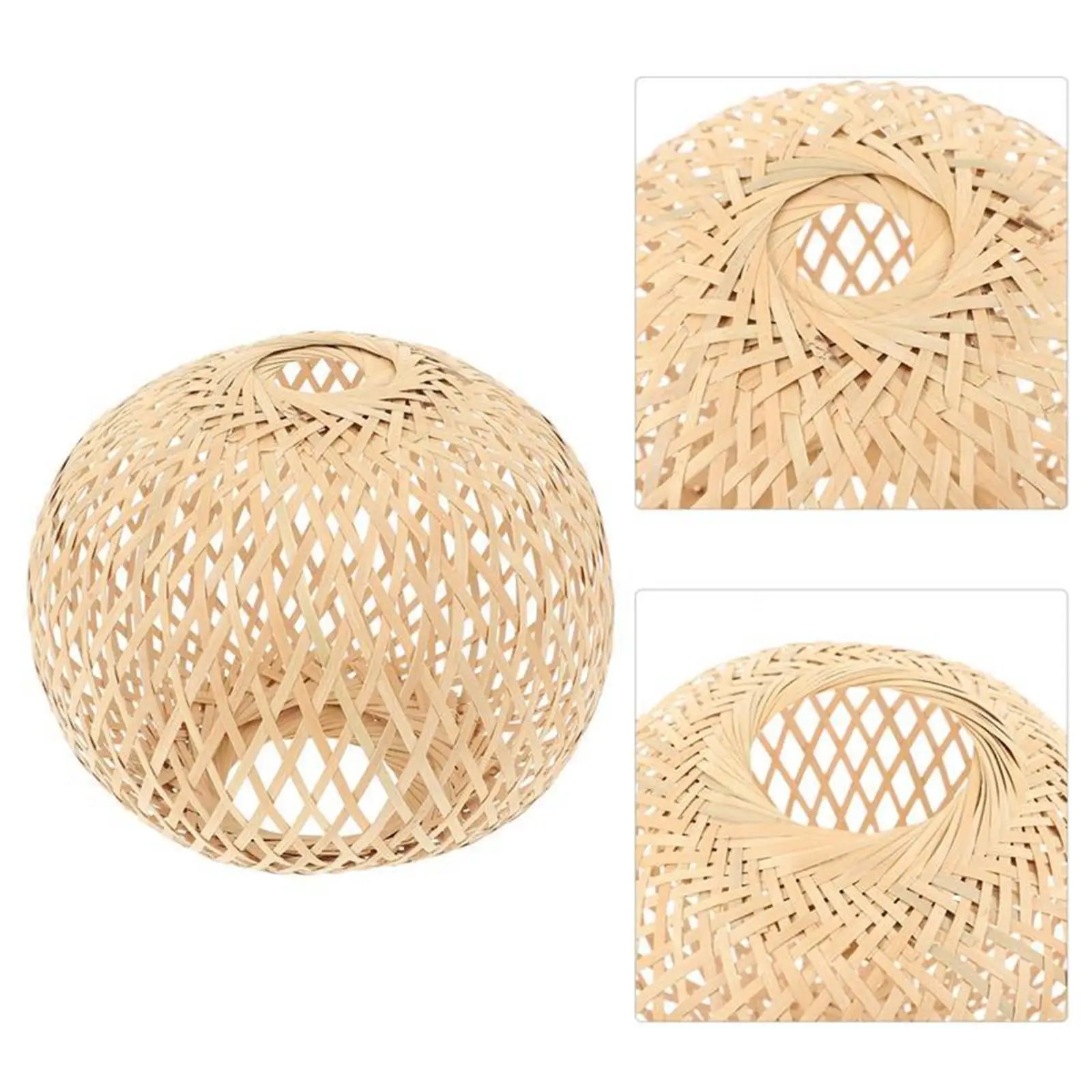 

Bamboo Woven Lampshade Handwoven Rustic for Kitchen Island Teahouse 21x20cm
