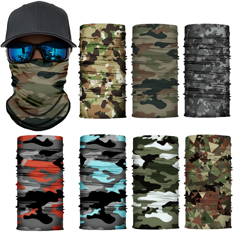 Camouflage Cycling Face Mask Tactical Military Scarf Neck Gaiter Men Seamless Bandana Women Headband Balaclava Tube Face Shield