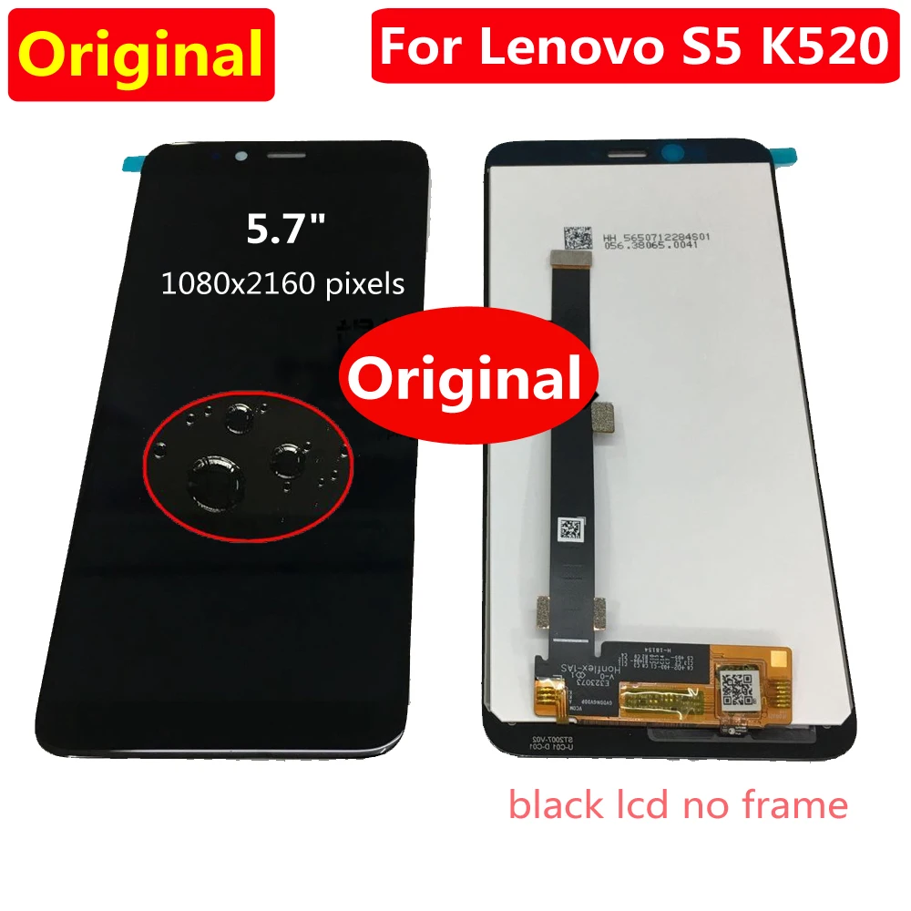 

Original 5.7" LCD Touch Screen Digitizer Assembly For Lenovo S5 K520t K520 Display Panel Glass Sensor Panel Pantalla Replacement