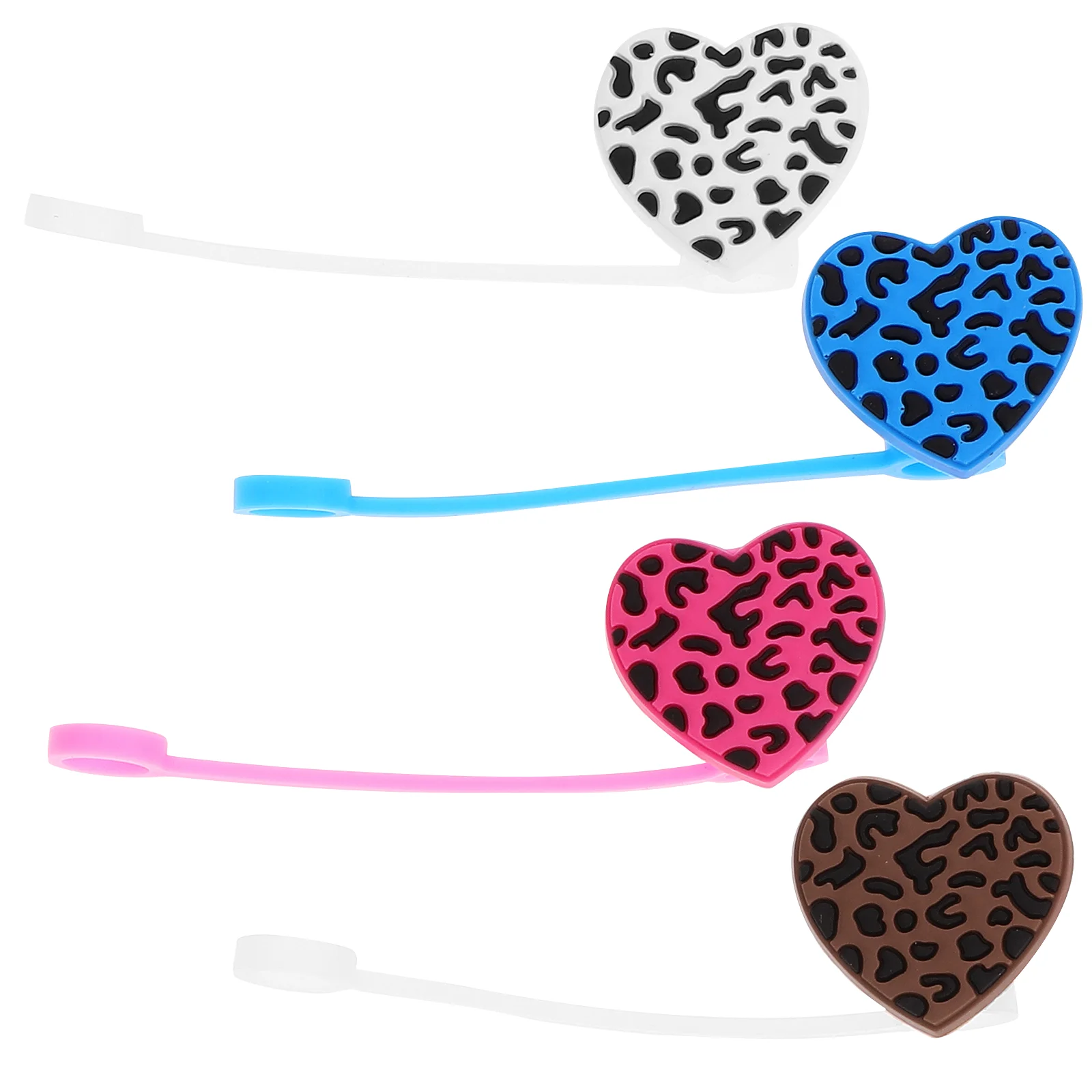

4pcs Reusable Straw Covers Cartoon Heart Shaped Straw Tips Covers Straw Toppers