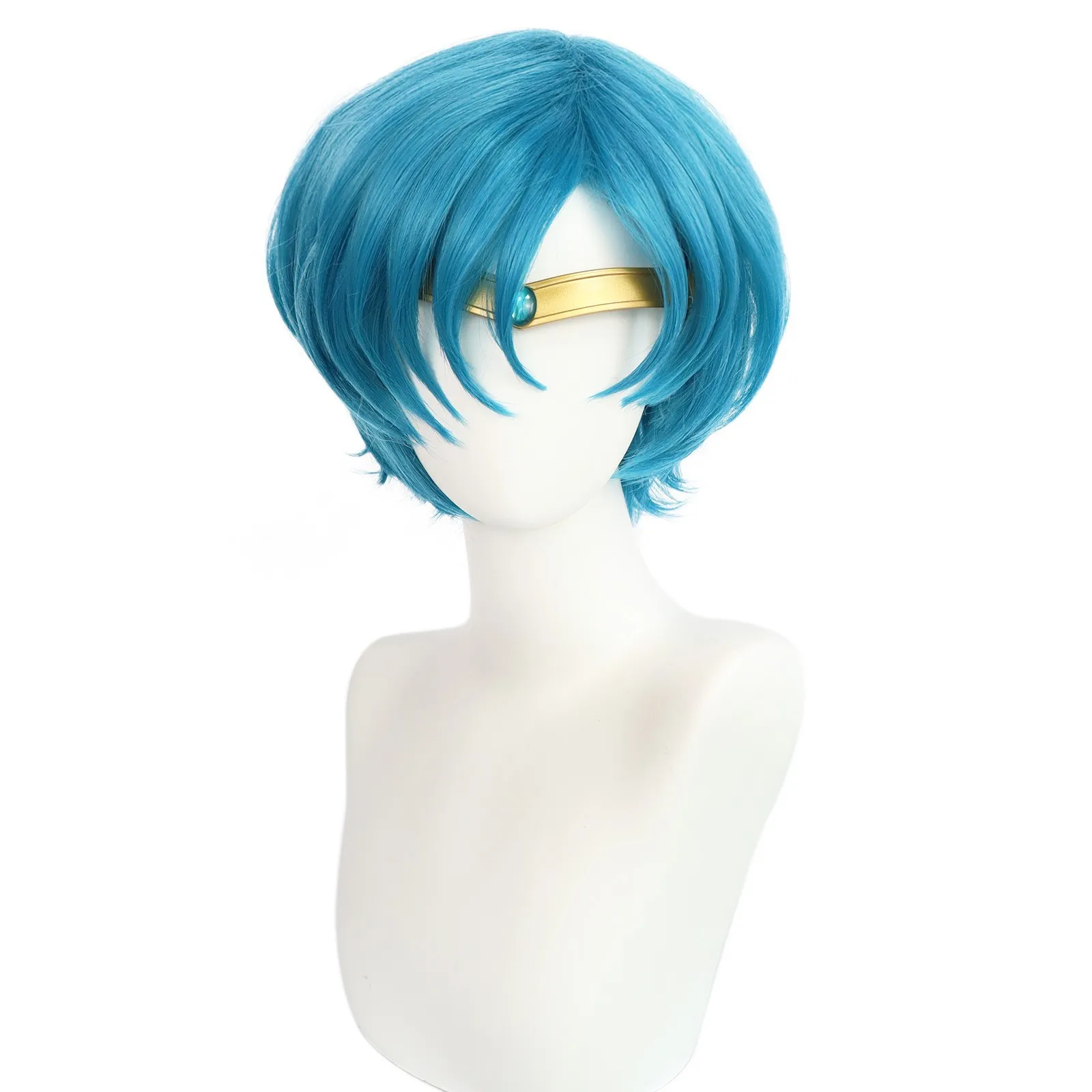 

Anime Mizuno Ami Blue Short Wig Sailor Mercury Cosplay Wigs + Headwear Role Play Halloween Costume