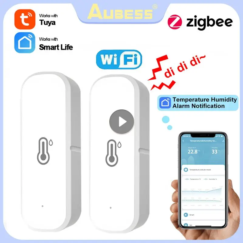 

AUBESS WiFi Zigbee Temperature Humidity Sensor Smart Home Tuya Smart Life APP Remote Monitor Work With Alexa Google Home