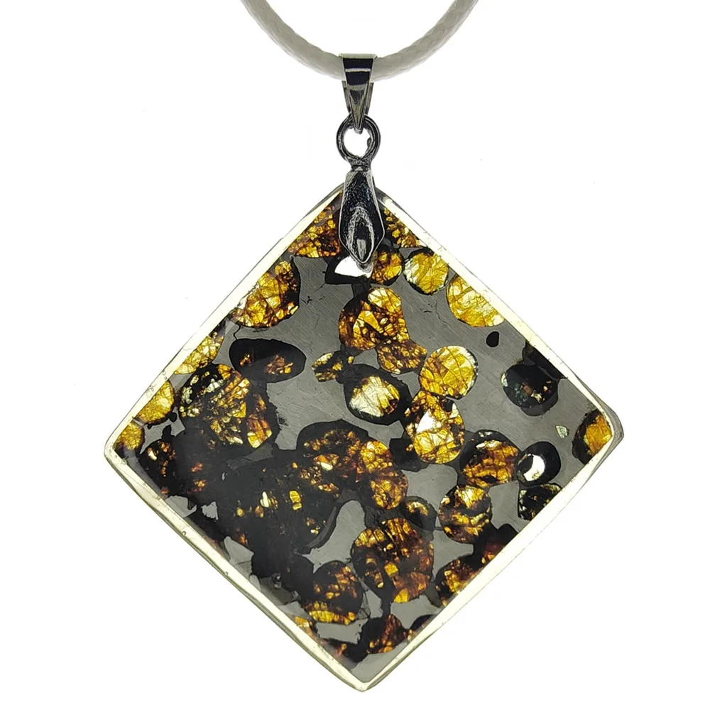 

Perfect Olive Meteorite Necklace Serico Kenya Olive Meteorite Pendant Natural Meteorite Material Jewelry