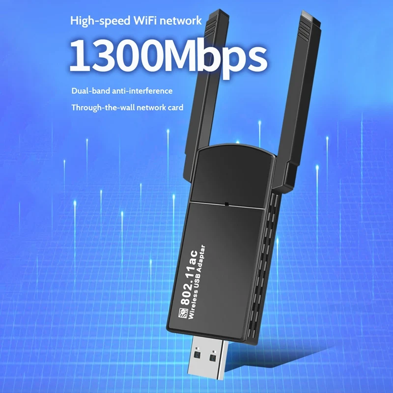 

5G Wireless Network Card 1300Mbps Computer USB WIFI Receiver Gigabit Dual-Band Wireless Network Card WIFI Adaptador